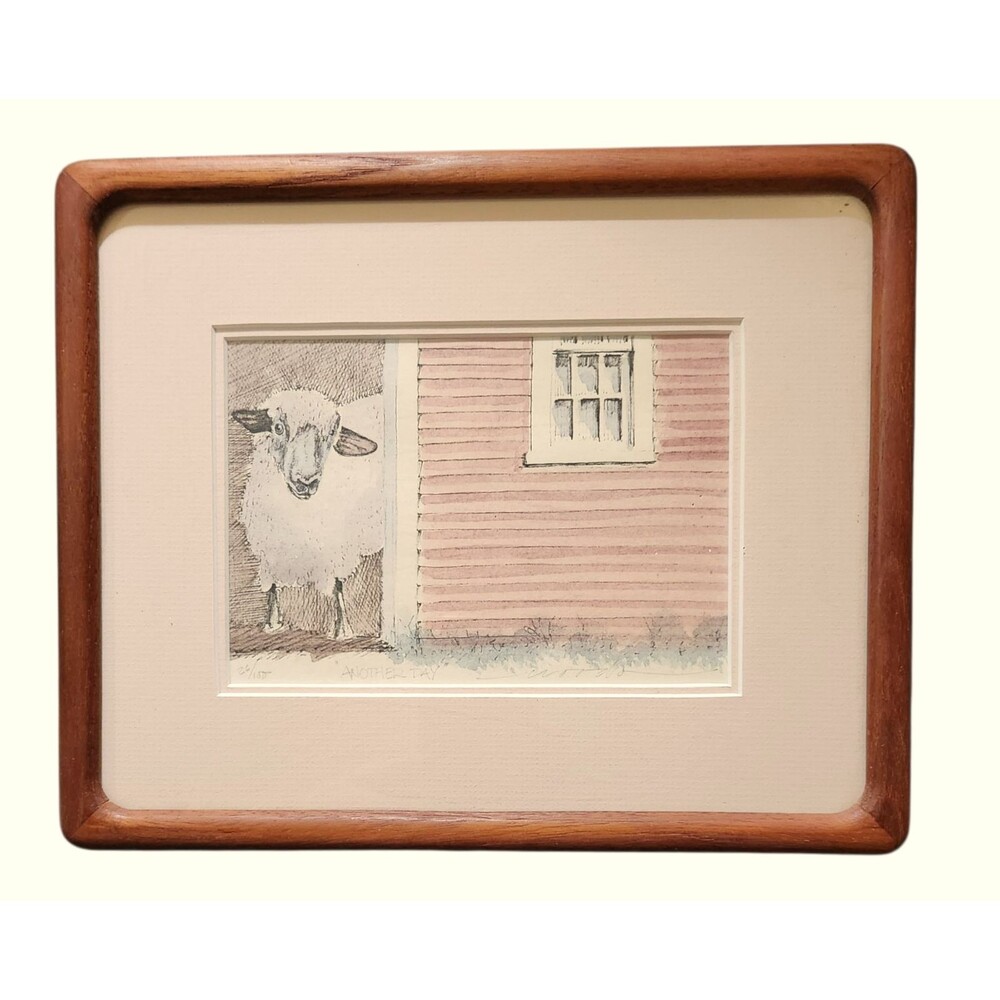 Framed Washed Ink Art Print ANOTHER DAY 26/100 by Brian Woods of Sutton,Vermont